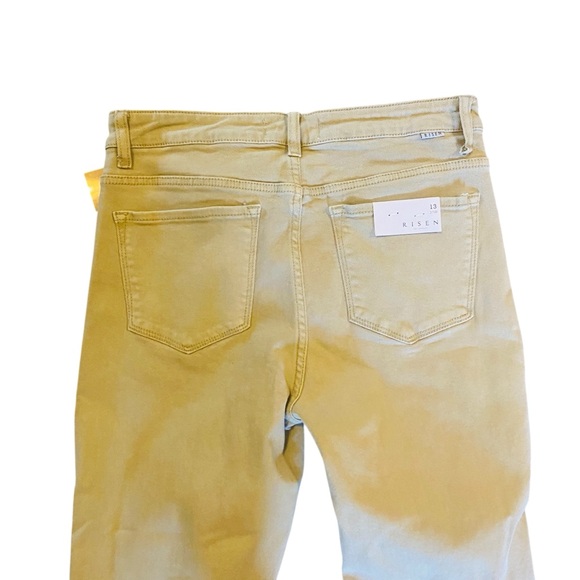 NWT Risen Distressed Sand High Rise Cropped Denim Jeans Size 31 - Picture 6 of 10